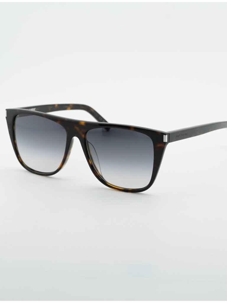 Saint Laurent Sl1f 003 Sunglasses Dark Havana Square Frame, Grey Gradient Lenses